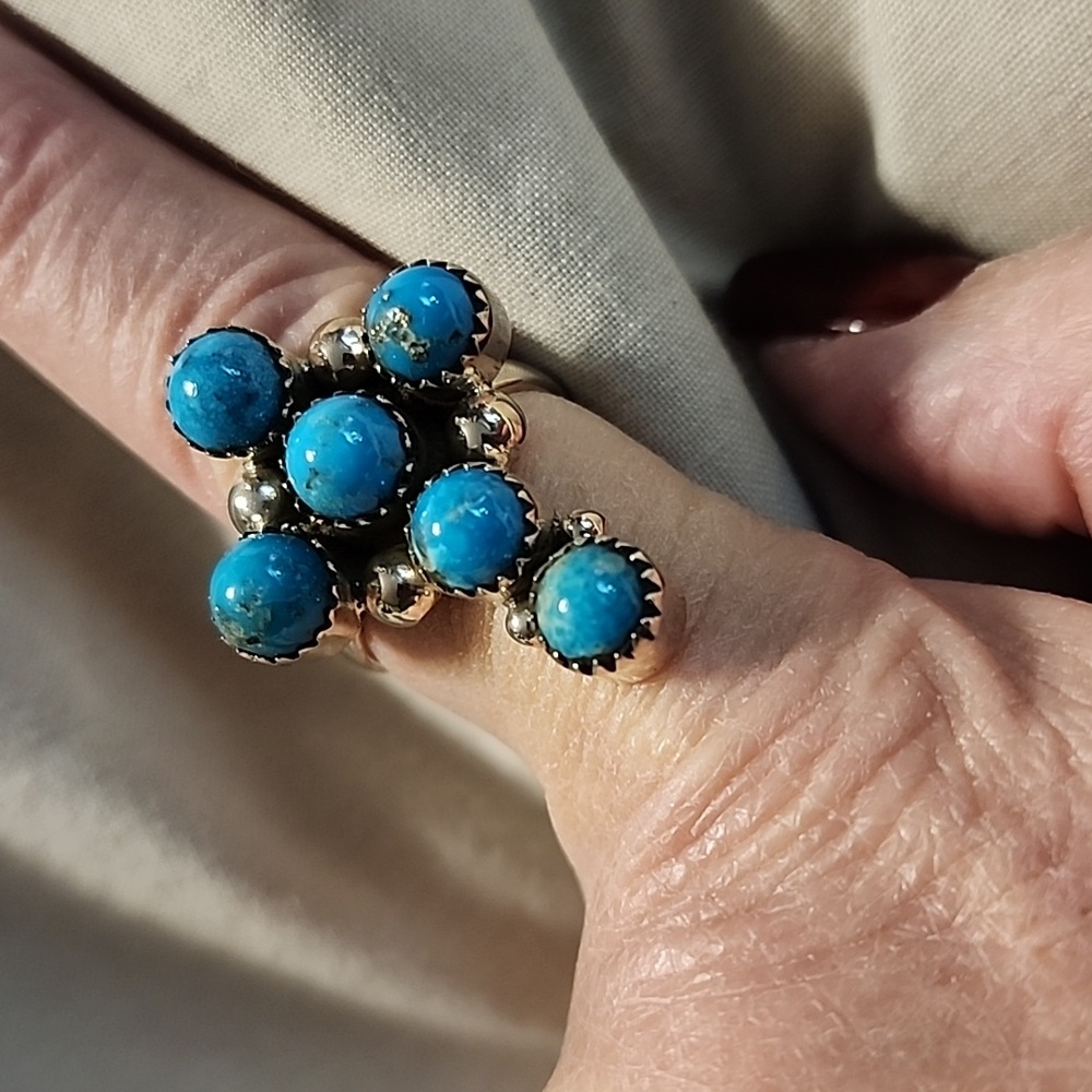 Sterling silver and turquoise cross ring